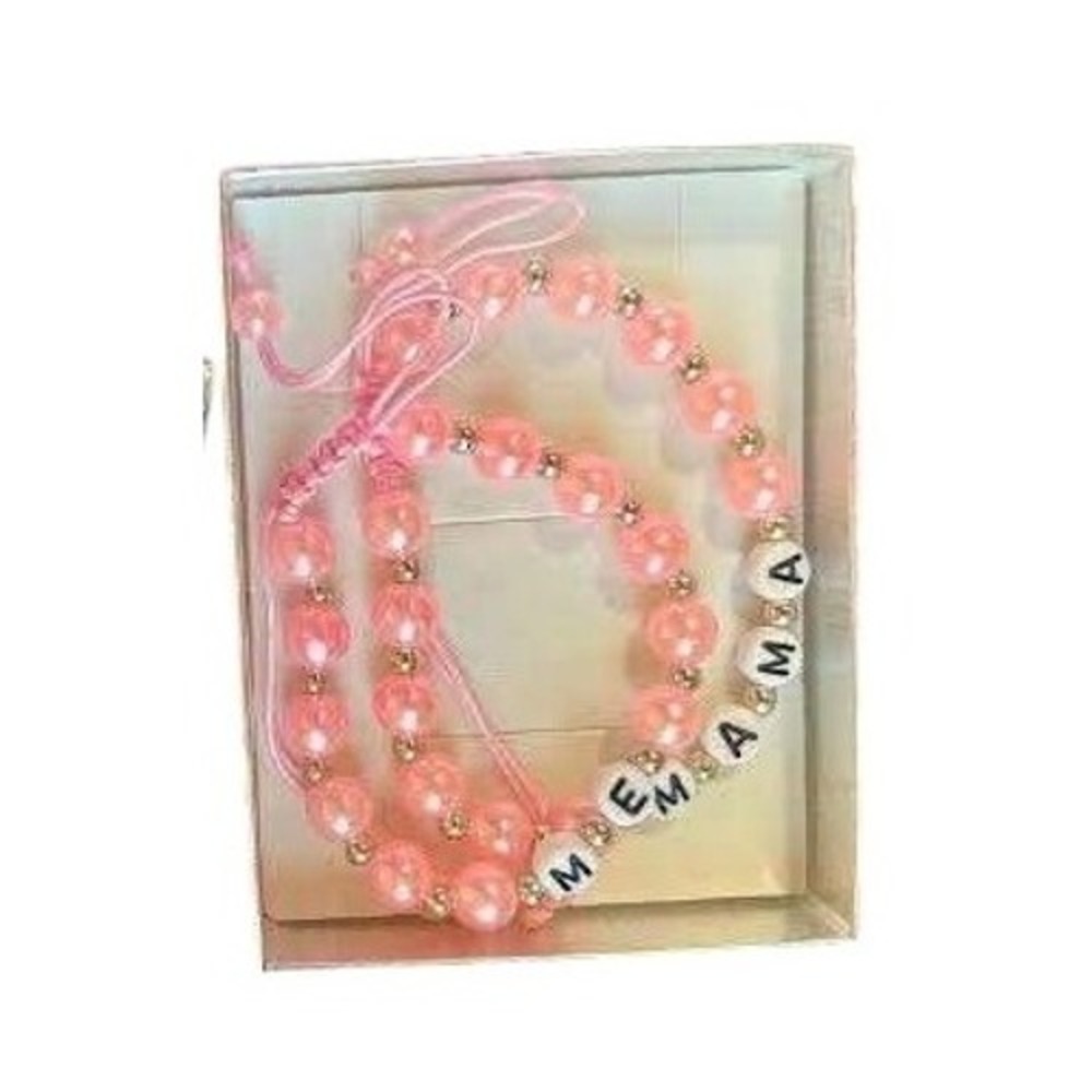 Mama Me Pink Beaded Bracelet‎ Set Matching Mommy and Me Adjustable